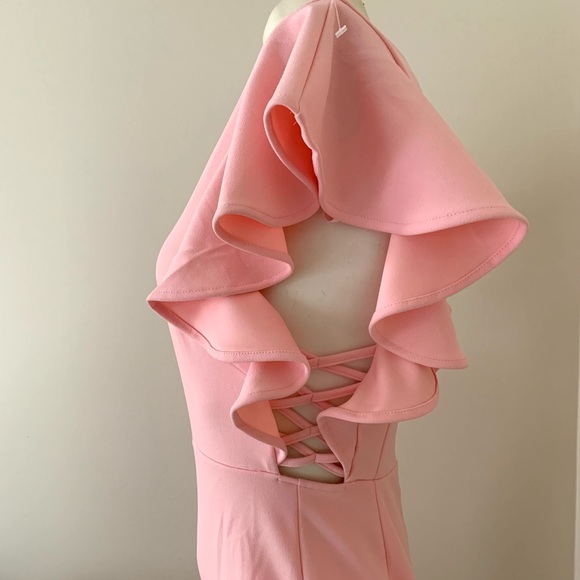 New SAINTS+SECRETS blush pink ruffled cut-out dress - Picture 2 of 5